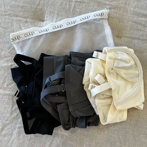 NWT CUUP Bra Set(s) Black, Charcoal, Cream 32A Bras & Size 1 Bottoms